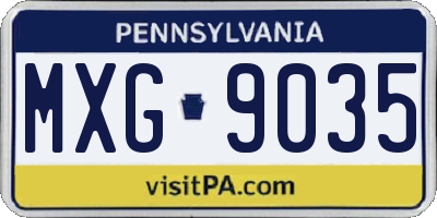 PA license plate MXG9035