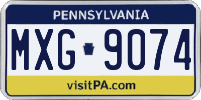 PA license plate MXG9074