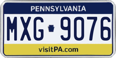 PA license plate MXG9076