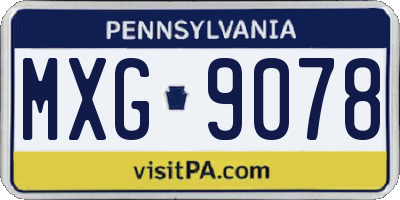 PA license plate MXG9078
