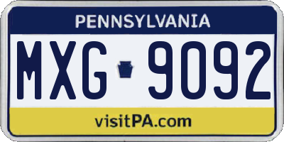 PA license plate MXG9092