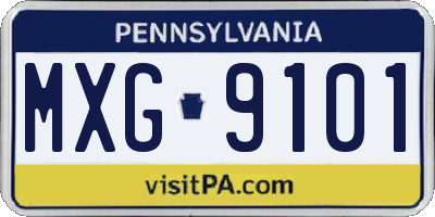 PA license plate MXG9101
