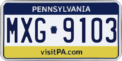 PA license plate MXG9103