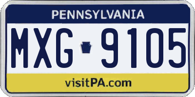 PA license plate MXG9105