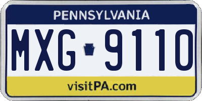 PA license plate MXG9110