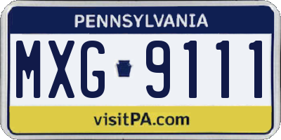 PA license plate MXG9111