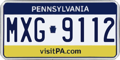 PA license plate MXG9112