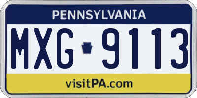 PA license plate MXG9113