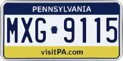 PA license plate MXG9115