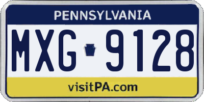 PA license plate MXG9128