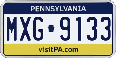 PA license plate MXG9133