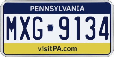PA license plate MXG9134