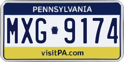 PA license plate MXG9174