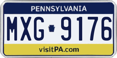 PA license plate MXG9176