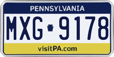 PA license plate MXG9178