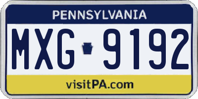 PA license plate MXG9192