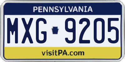 PA license plate MXG9205