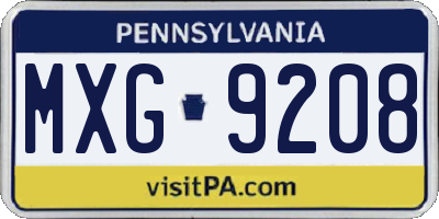 PA license plate MXG9208