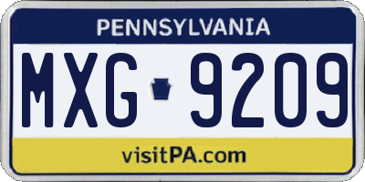 PA license plate MXG9209