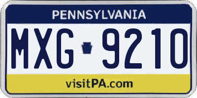 PA license plate MXG9210