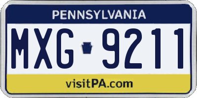 PA license plate MXG9211