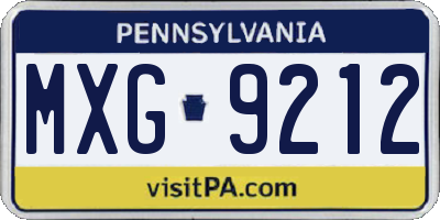 PA license plate MXG9212