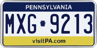 PA license plate MXG9213