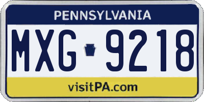 PA license plate MXG9218