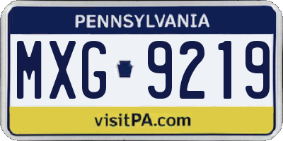 PA license plate MXG9219