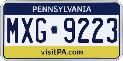 PA license plate MXG9223