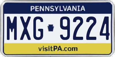 PA license plate MXG9224