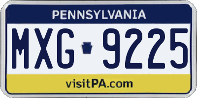 PA license plate MXG9225