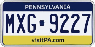 PA license plate MXG9227