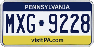 PA license plate MXG9228