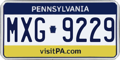 PA license plate MXG9229