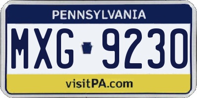 PA license plate MXG9230