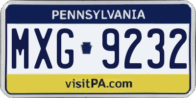 PA license plate MXG9232