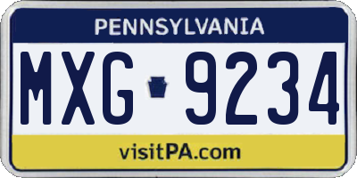 PA license plate MXG9234