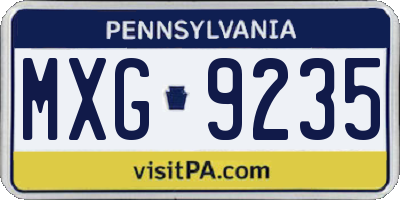 PA license plate MXG9235