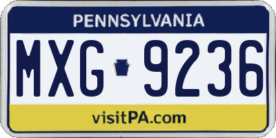 PA license plate MXG9236