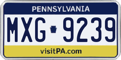 PA license plate MXG9239
