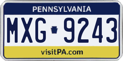 PA license plate MXG9243