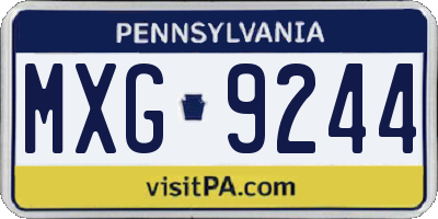 PA license plate MXG9244