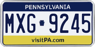 PA license plate MXG9245