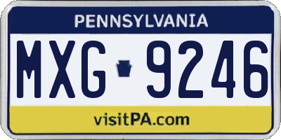 PA license plate MXG9246
