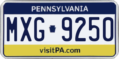 PA license plate MXG9250