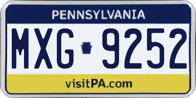 PA license plate MXG9252