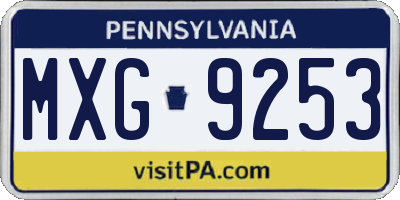 PA license plate MXG9253