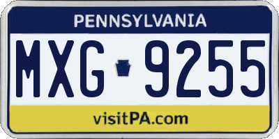 PA license plate MXG9255
