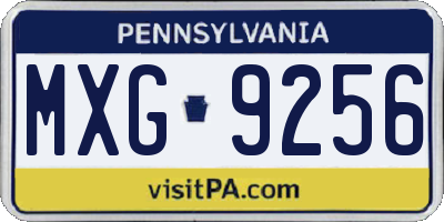 PA license plate MXG9256